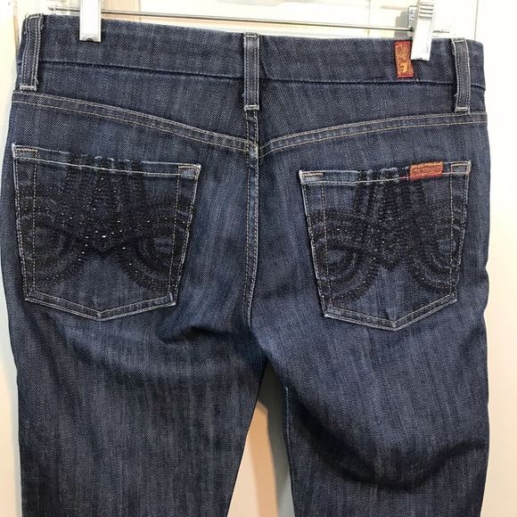 7 for all Mankind 'A' Pocket Blue Slight Stretch Bootcut Low Rise Jeans 6/28 - Picture 11 of 13